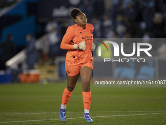 Khiara Keating #35 (GK) of Manchester City W.F.C. during the UEFA Women's Champions League Second Round 2nd Leg match between Manchester Cit...