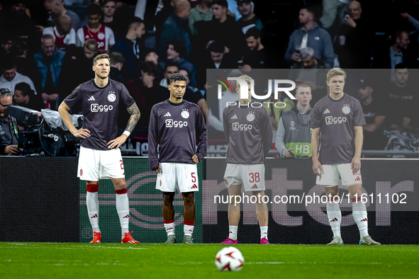 AFC Ajax Amsterdam forward Wout Weghorst, AFC Ajax Amsterdam defender Owen Wijndal, AFC Ajax Amsterdam midfielder Kristian Hlynsson, and AFC...