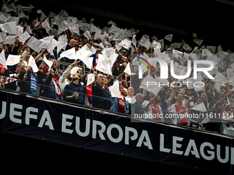 The atmosphere in the stadium during the match between Ajax and Besiktas at the Johan Cruijff ArenA for the UEFA Europa League - League phas...