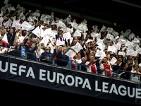 The atmosphere in the stadium during the match between Ajax and Besiktas at the Johan Cruijff ArenA for the UEFA Europa League - League phas...