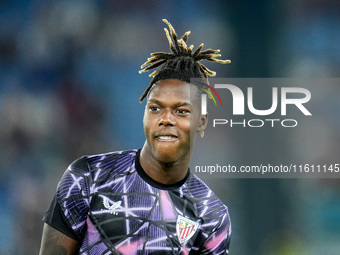 Nico Williams of Athletic Club looks on during the UEFA Europa League 2024/25 League Phase MD1 match between AS Roma and Athletic Club at St...