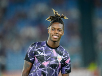 Nico Williams of Athletic Club looks on during the UEFA Europa League 2024/25 League Phase MD1 match between AS Roma and Athletic Club at St...