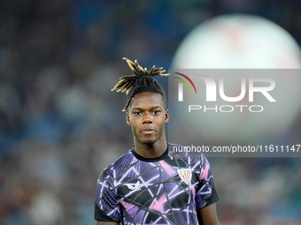 Nico Williams of Athletic Club looks on during the UEFA Europa League 2024/25 League Phase MD1 match between AS Roma and Athletic Club at St...