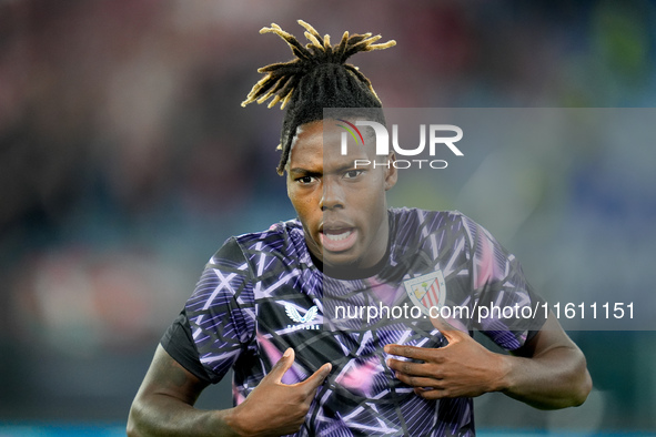 Nico Williams of Athletic Club looks on during the UEFA Europa League 2024/25 League Phase MD1 match between AS Roma and Athletic Club at St...