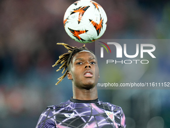 Nico Williams of Athletic Club looks on during the UEFA Europa League 2024/25 League Phase MD1 match between AS Roma and Athletic Club at St...