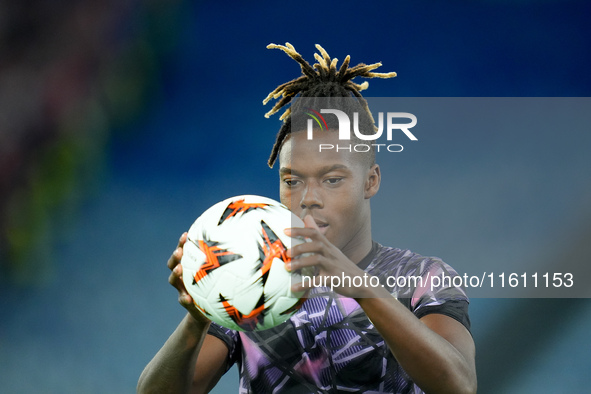 Nico Williams of Athletic Club looks on during the UEFA Europa League 2024/25 League Phase MD1 match between AS Roma and Athletic Club at St...