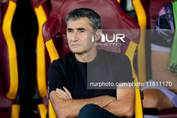 Ernesto Valverde head coach of Athletic Club looks on during the UEFA Europa League 2024/25 League Phase MD1 match between AS Roma and Athle...