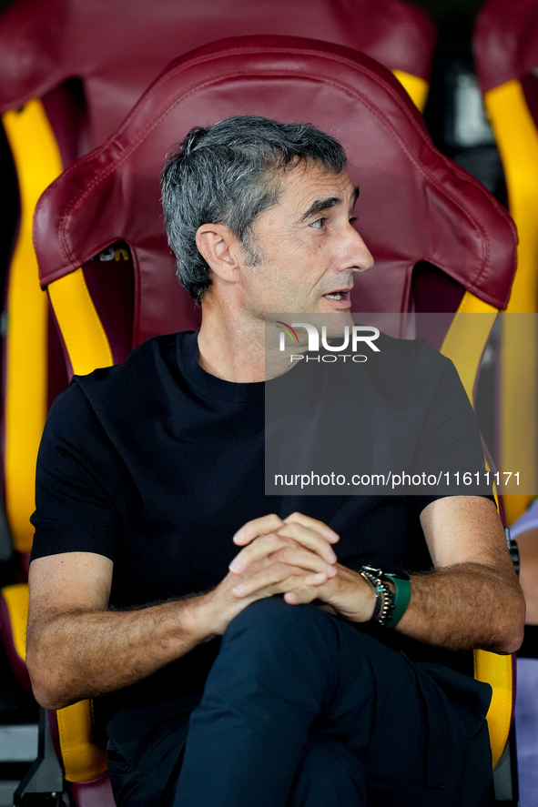 Ernesto Valverde head coach of Athletic Club looks on during the UEFA Europa League 2024/25 League Phase MD1 match between AS Roma and Athle...