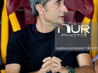 Ernesto Valverde head coach of Athletic Club looks on during the UEFA Europa League 2024/25 League Phase MD1 match between AS Roma and Athle...