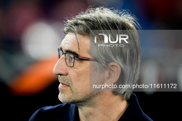 Ivan Juric head coach of AS Roma looks on during the UEFA Europa League 2024/25 League Phase MD1 match between AS Roma and Athletic Club at...