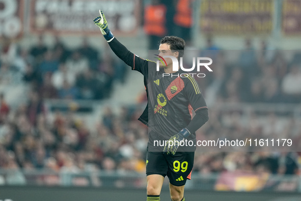 Mile Svilar of AS Roma during the UEFA Europa League 2024/25 League Phase MD1 match between AS Roma and Athletic Club at Stadio Olimpico on...