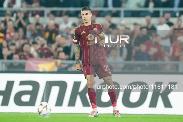 Gianluca Mancini of AS Roma during the UEFA Europa League 2024/25 League Phase MD1 match between AS Roma and Athletic Club at Stadio Olimpic...