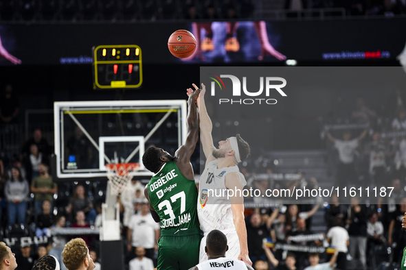 Derek Ogbeide and Zach Hankins are in action during the BKTEuroCup regular season Round 1: U BT Cluj-Napoca vs. Cedevita Olimpija Ljubljana,...