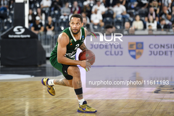 Devante Jones in action during BKTEuroCup, regular season Round 1: U BT Cluj-Napoca vs. Cedevita Olimpija Ljubljana, in Cluj-Napoca, Romania...