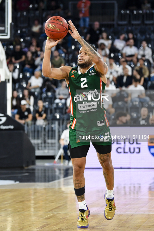 Devante Jones in action during BKTEuroCup, regular season Round 1: U BT Cluj-Napoca vs. Cedevita Olimpija Ljubljana, in Cluj-Napoca, Romania...