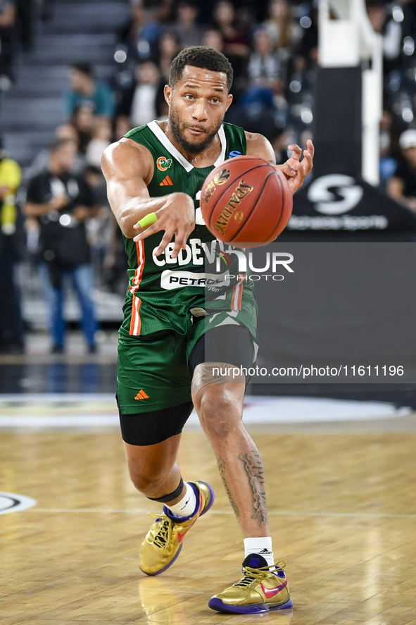 Devante Jones in action during BKTEuroCup, regular season Round 1: U BT Cluj-Napoca vs. Cedevita Olimpija Ljubljana, in Cluj-Napoca, Romania...