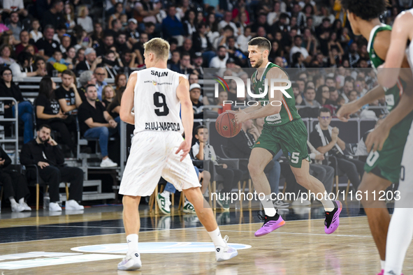 Aleksej Nikolic is in action during the BKTEuroCup regular season Round 1: U BT Cluj-Napoca vs. Cedevita Olimpija Ljubljana, at BT Arena in...