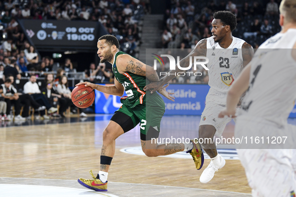 Devante Jones in action during BKTEuroCup, regular season Round 1: U BT Cluj-Napoca vs. Cedevita Olimpija Ljubljana, in Cluj-Napoca, Romania...