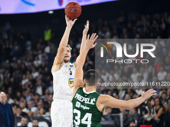 Mareks Mejeris is in action during BKTEuroCup, regular season Round 1: U BT Cluj-Napoca vs. Cedevita Olimpija Ljubljana, at BT Arena, Cluj-N...