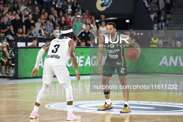 Devante Jones in action during BKTEuroCup, regular season Round 1: U BT Cluj-Napoca vs. Cedevita Olimpija Ljubljana, in Cluj-Napoca, Romania...