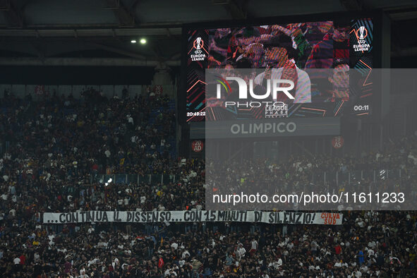 Supporters of A.S. Roma during the UEFA Europa League 2024/25 League Phase MD1 match between A.S. Roma and Athletic Club Bilbao at Olympic S...