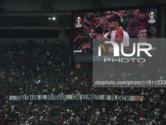 Supporters of A.S. Roma during the UEFA Europa League 2024/25 League Phase MD1 match between A.S. Roma and Athletic Club Bilbao at Olympic S...