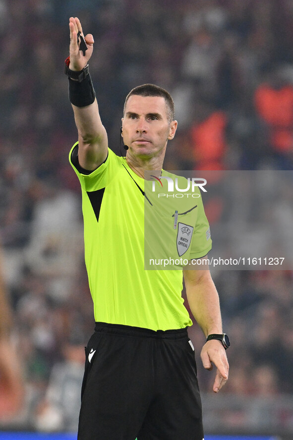 Referee Georgi Kabakov (BUL) officiates the UEFA Europa League 2024/25 League Phase MD1 match between A.S. Roma and Athletic Club Bilbao at...