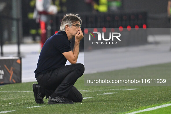 Ivan Juric coaches A.S. Roma during the UEFA Europa League 2024/25 League Phase MD1 match between A.S. Roma and Athletic Club Bilbao at Olym...