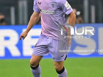 Inigo Ruiz de Galarreta of Athletic Club de Bilbao is in action during the UEFA Europa League 2024/25 League Phase MD1 match between A.S. Ro...