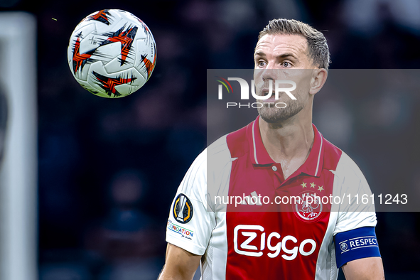 AFC Ajax Amsterdam midfielder Jordan Henderson plays during the match between Ajax and Besiktas at the Johan Cruijff ArenA for the UEFA Euro...