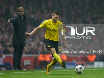 Lukasz Piszczek of Borussia Dortmund is in action during the UEFA Champions League Group D soccer match between Arsenal and Borussia Dortmun...