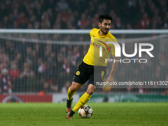 Ilkay Gundogan of Borussia Dortmund is in action during the UEFA Champions League Group D soccer match between Arsenal and Borussia Dortmund...