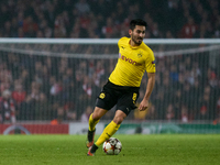 Ilkay Gundogan of Borussia Dortmund is in action during the UEFA Champions League Group D soccer match between Arsenal and Borussia Dortmund...