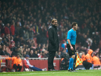 Jurgen Klopp, head coach of Borussia Dortmund, gestures during the UEFA Champions League Group D soccer match between Arsenal and Borussia D...