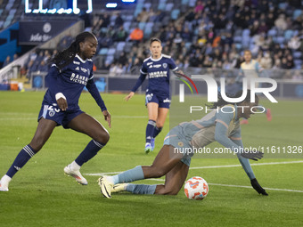 Khadija Shaw #21 of Manchester City W.F.C. is fouled by the opponent during the UEFA Women's Champions League Second Round 2nd Leg match bet...