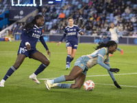 Khadija Shaw #21 of Manchester City W.F.C. is fouled by the opponent during the UEFA Women's Champions League Second Round 2nd Leg match bet...