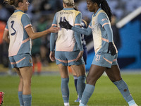 Khadija Shaw #21 of Manchester City W.F.C. celebrates her goal during the UEFA Women's Champions League Second Round 2nd Leg match between M...