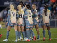 Khadija Shaw #21 of Manchester City W.F.C. celebrates her goal during the UEFA Women's Champions League Second Round 2nd Leg match between M...