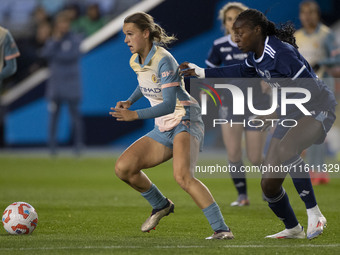 Kerstin Casparij #18 of Manchester City W.F.C. is in action during the UEFA Women's Champions League Second Round 2nd Leg match between Manc...