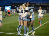 Chloe Kelly #9 of Manchester City W.F.C. celebrates her goal during the UEFA Women's Champions League Second Round 2nd Leg match between Man...