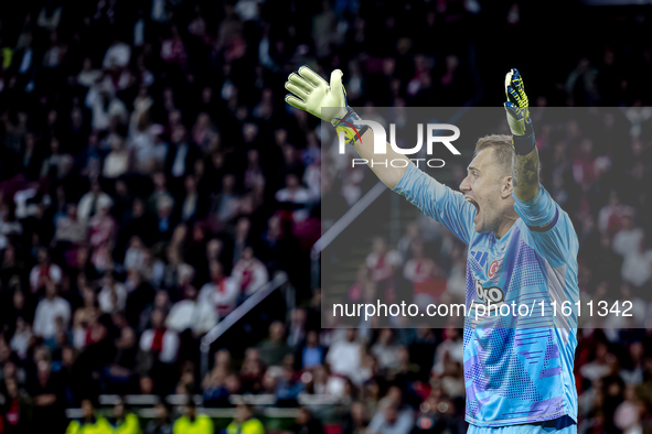 Besiktas JK goalkeeper Mert Gunok during the match between Ajax and Besiktas at the Johan Cruijff ArenA for the UEFA Europa League - League...