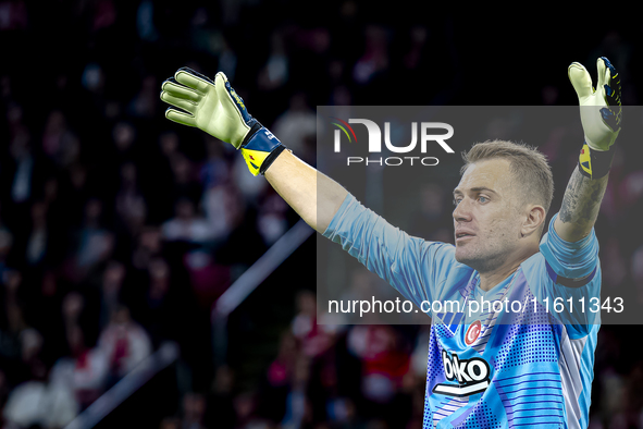 Besiktas JK goalkeeper Mert Gunok during the match between Ajax and Besiktas at the Johan Cruijff ArenA for the UEFA Europa League - League...