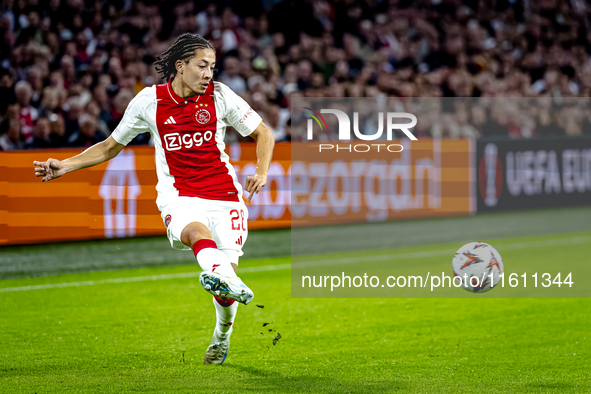 AFC Ajax Amsterdam midfielder Kian Fitz-Jim plays during the match between Ajax and Besiktas at the Johan Cruijff ArenA for the UEFA Europa...