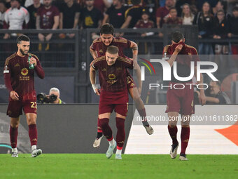 Artem Dovbyk of A.S. Roma celebrates after scoring the goal of 1-0 during the UEFA Europa League 2024/25 League Phase MD1 match between A.S....