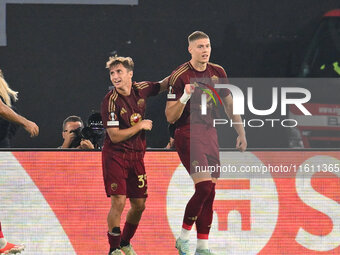 Artem Dovbyk of A.S. Roma celebrates after scoring the goal of 1-0 during the UEFA Europa League 2024/25 League Phase MD1 match between A.S....