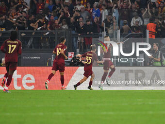 Artem Dovbyk of A.S. Roma celebrates after scoring the goal of 1-0 during the UEFA Europa League 2024/25 League Phase MD1 match between A.S....