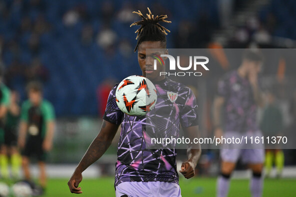 Nico Williams of Athletic Club de Bilbao during the UEFA Europa League 2024/25 League Phase MD1 match between A.S. Roma and Athletic Club Bi...