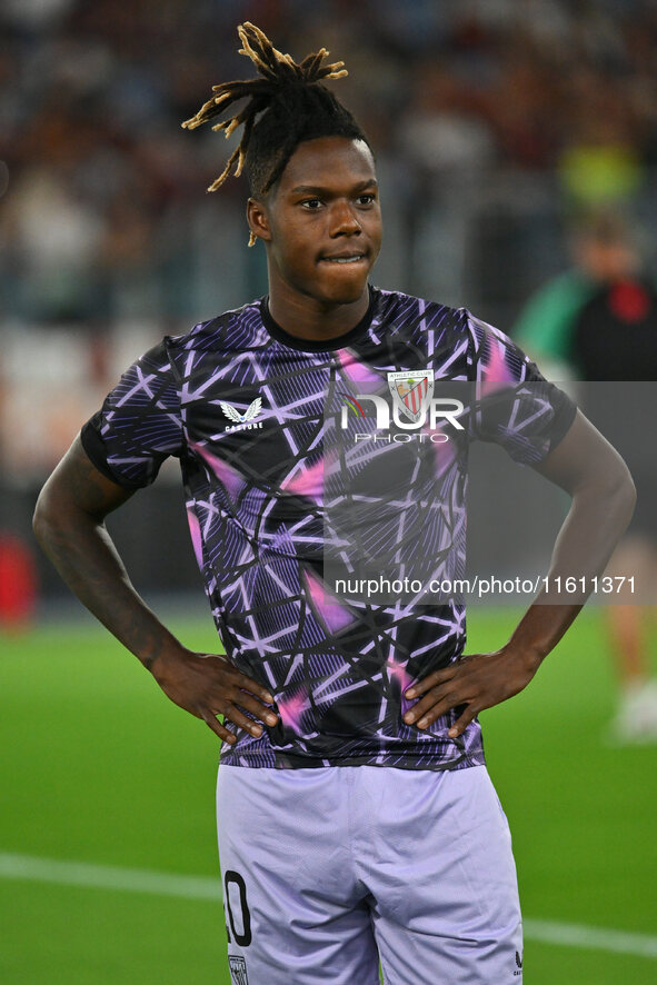 Nico Williams of Athletic Club de Bilbao during the UEFA Europa League 2024/25 League Phase MD1 match between A.S. Roma and Athletic Club Bi...