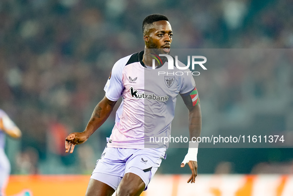 Inaki Williams of Athletic Club looks on during the UEFA Europa League 2024/25 League Phase MD1 match between AS Roma and Athletic Club at S...