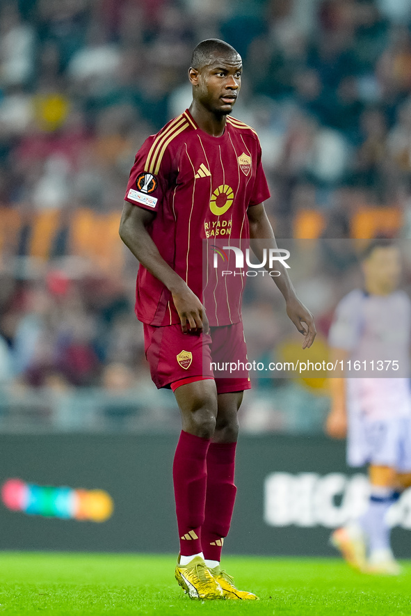 Evan Ndicka of AS Roma looks on during the UEFA Europa League 2024/25 League Phase MD1 match between AS Roma and Athletic Club at Stadio Oli...